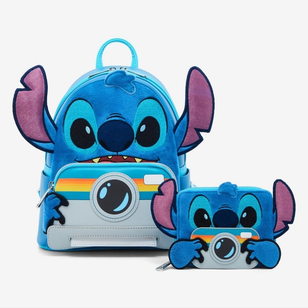 Loungefly Lilo And Stitch Camera mini backpack and wallet Set